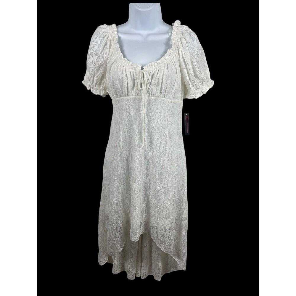 Lace Babydoll Dress Womens L White Coquette Cottagecore Milkmaid Midi NOBO NWT